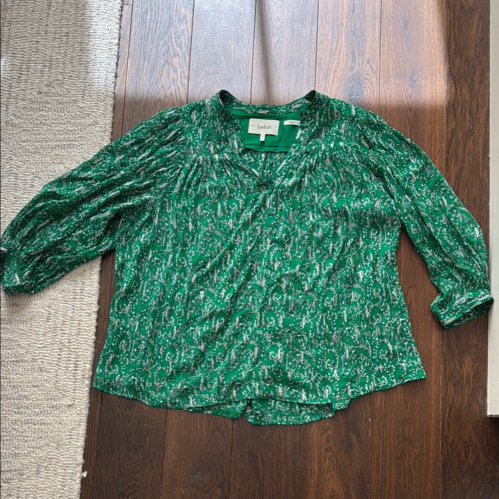 ba&sh green and silver blouse